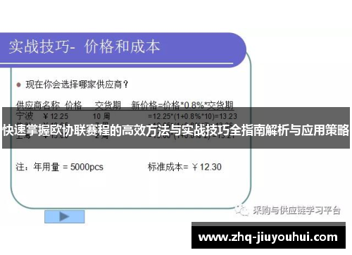 快速掌握欧协联赛程的高效方法与实战技巧全指南解析与应用策略
